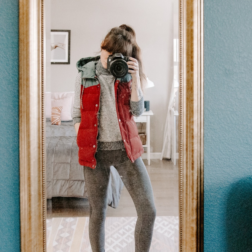 Patagonia Red+Navy Bivy Down Vest